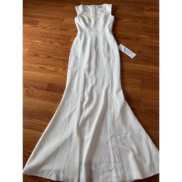 Dress the Population Sandra Plunge Crepe Trumpet Gown off white size Xxs - Picture 15 of 15